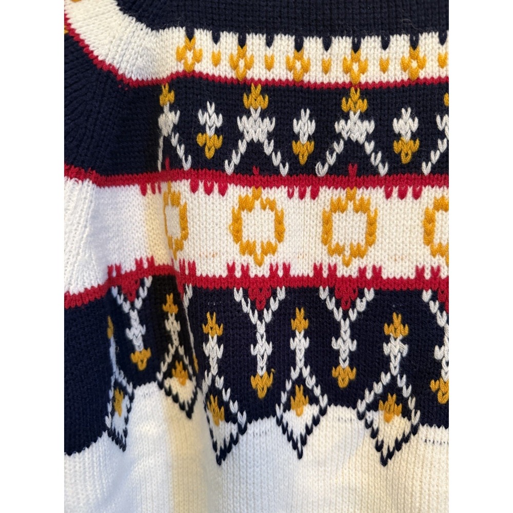 Vintage 70's JC Penney Mock Neck Knit Ski Sweater  Men's Fair Aisle Medium - Picture 2 of 8